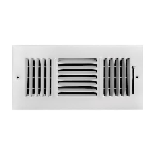 True Aire Tru Aire 4 in. H X 10 in. W 3-Way Powder Coat White Steel Wall/Ceiling Register C103M 10X04 - main